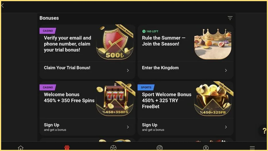 1 King bonuslar bölümü: deneme bonusu, casino ve spor hoş geldin paketleri – detaylı görünüm